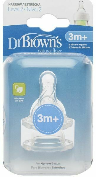 Dr Brown level 2 teats 3months+ (2 per pack)