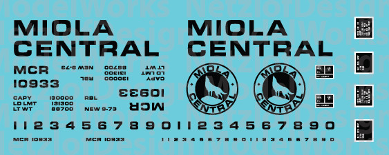 Miola Central Box Car Decal Set - Black Lettering
