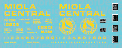Miola Central Box Car Decal Set - Yellow Lettering