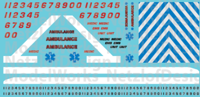 HO Scale Generic Ambulance Decals - White