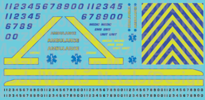 HO Scale Generic Ambulance Decals - Yellow