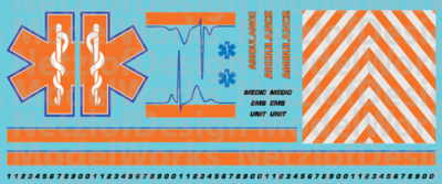 HO Scale Generic Ambulance Star of Life Decals Orange