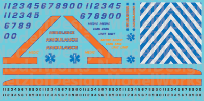 N Scale Generic Ambulance Decals - Orange