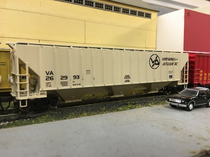 Virginia and Atlantic Railroad (VA) 3 Bay Covered Hopper Decals