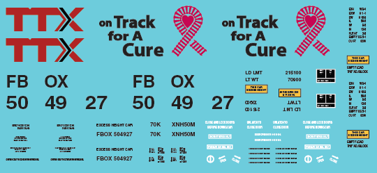 TTX Railbox Pink On Track for a Cure Box Car - FBOX 504927