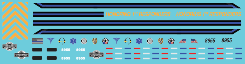 Port Harbor Railroad Honoring First Responders Decal Set