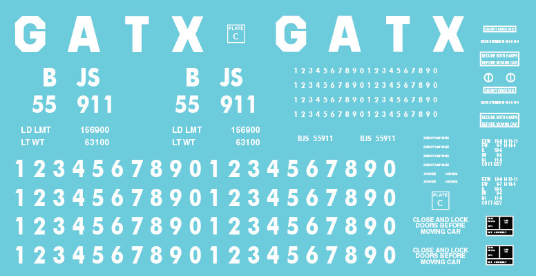 Customizable GATX Leasing Boxcar Decals