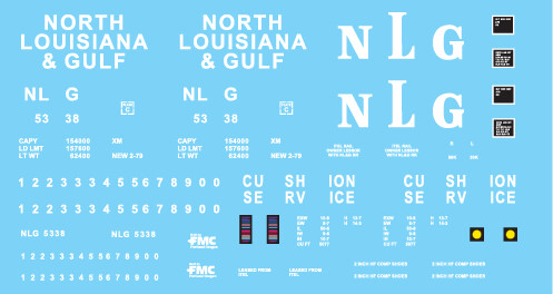 North Louisiana and Gulf Railroad 50&#39; Boxcar Decals (NLG)