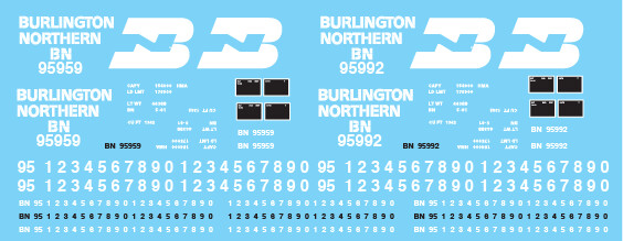 Burlington Northern (BN) Ore Car Decal Set