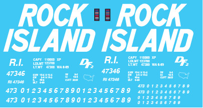 Rock Island Green 40ft Box Car Decal Set