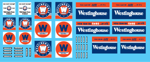 Westinghouse Logo Decal Sets, Decal Set: Westinghouse Decal Set 1, Scale: G Scale (1:32)