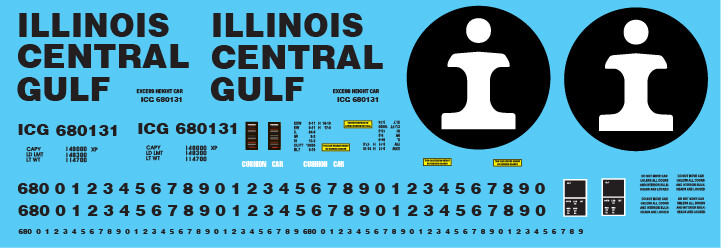 Illinois Central Gulf 86' Auto Parts Boxcar Decal set