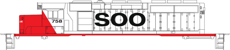 Soo Line EMD Locomotive Hockey Stick Scheme Decal set