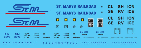 St Mary&#39;s Railroad Box Car Yellow Scheme Decal Set