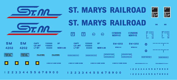 St Mary&#39;s Railroad Box Car White Scheme Decal Set