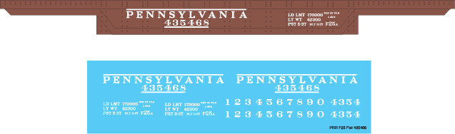 Pennsylvania Railroad F25 Flat Car #435468 Decal Set