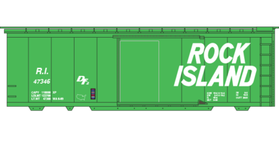 Rock Island Green 40ft Box Car Decal Set