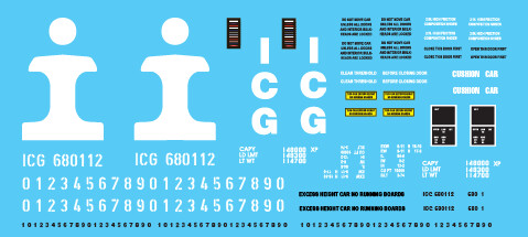 Illinois Central Gulf Auto Parts Box Car Letters Scheme Decal Set
