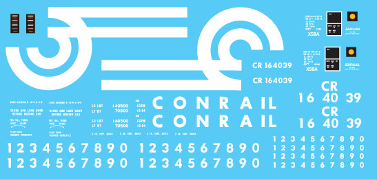 Conrail X58 Box Car Large Logo Decal Set