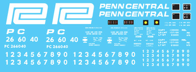 Penn Central X58 Box Car 1 Line Large Logo Decal Set