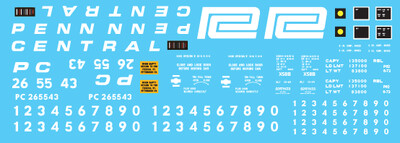 Penn Central X58 Box Car 2 Line Large Logo Decal Set
