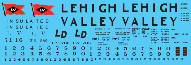 Lehigh Valley X58 White Box Car Decal Set