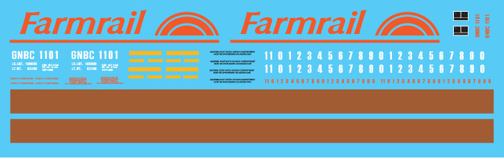 HO Scale - Farmrail ACF 3 Bay Covered Hopper Decal Set