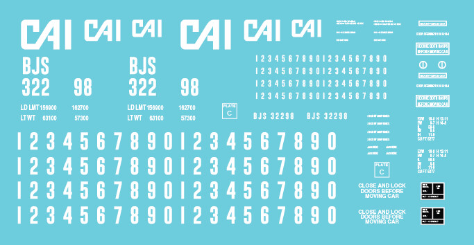 Customizable CAI Leasing Boxcar Decals