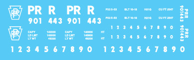 PRR H21G 70t Hopper Block Lettering Decal Set