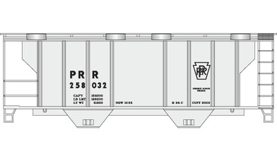 HO Scale - PRR 2 Bay Covered Hopper Plain Keystone Decal Set