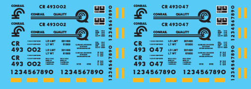 HO Scale - Conrail Ortner Hopper Black Lettering Decal Set