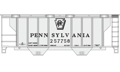 N Scale - PRR 2 Bay Covered Hopper Shadowed Keystone Decal Set