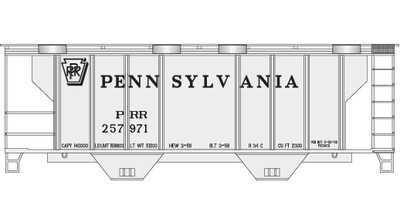 N Scale - PRR 2 Bay Covered Hopper Small Shadowed Keystone Decal Set