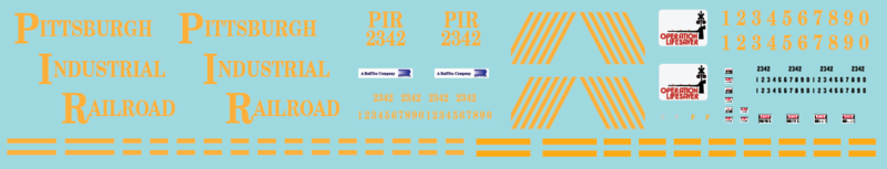 Pittsburgh Industrial Railroad SW1500 Decal Set