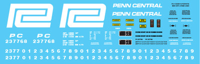 Penn Central 4 Door Autoparts Box Car - Large Logo Decal Set