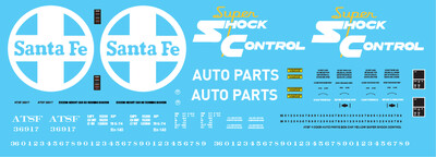 N Scale - ATSF 4 Door Auto Parts Box Car Yellow Super Shock Control Decal