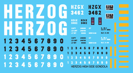 Herzog High Side Gondola Decal Set