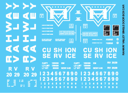 Rahway Valley Single Door Box Car Decal Set
