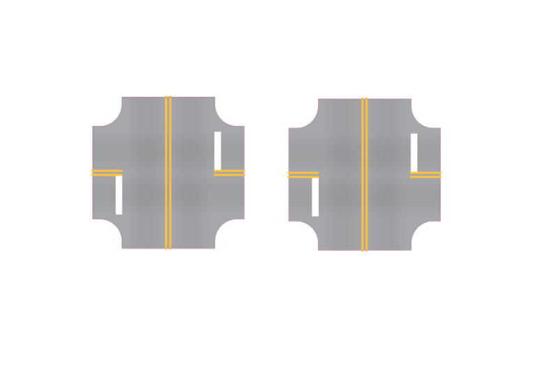 Easy Streets N - Aged Asphalt-4 way intersection 2 stop