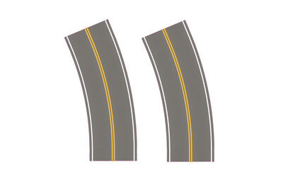 Easy Streets HO - Medium Asphalt-Broad Curve No Passing