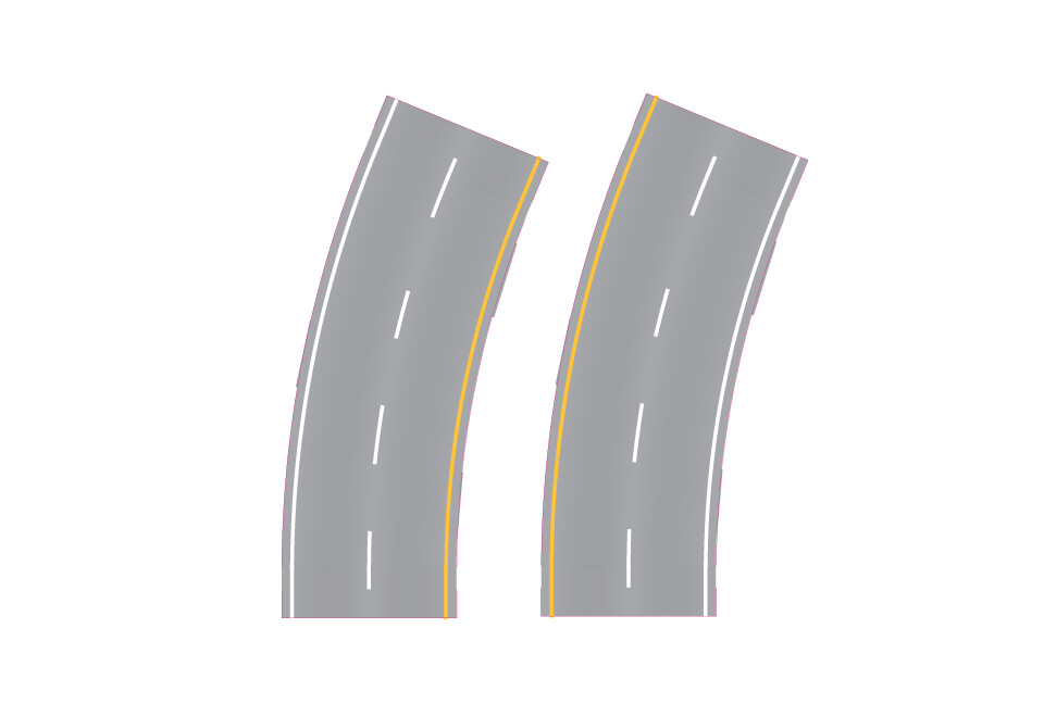 Easy Streets HO - Aged Asphalt-Broad Curve Interstate