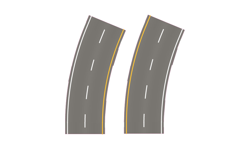 Easy Streets HO - Medium Asphalt-Broad Curve Interstate
