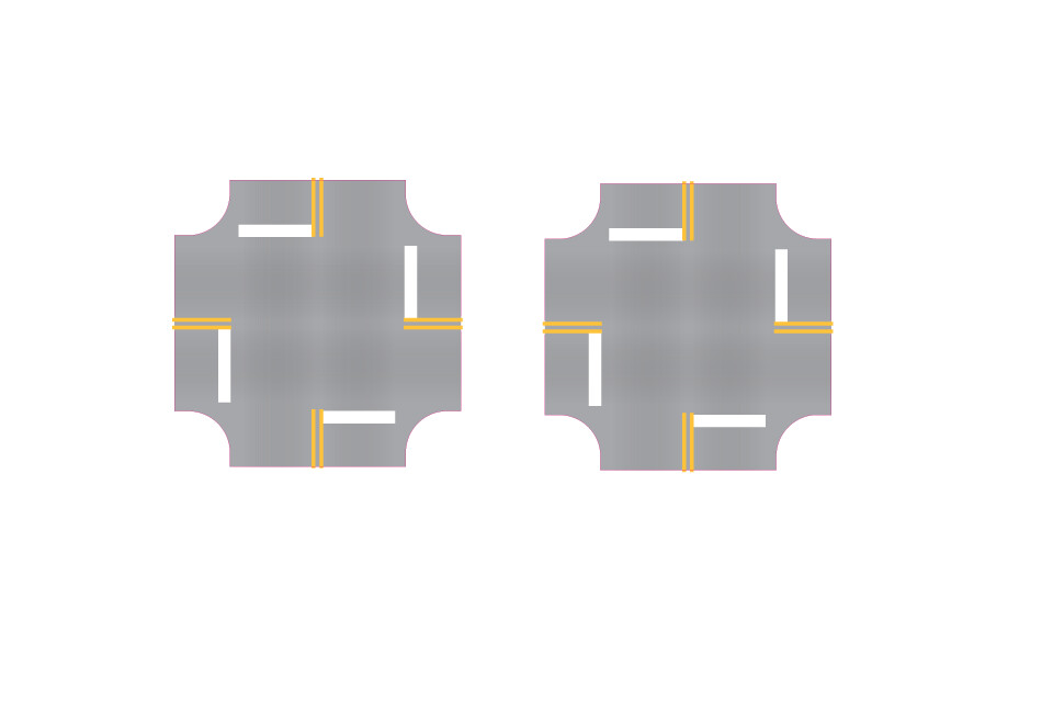 Easy Streets N - Aged Asphalt-4 Way Intersection 4 Way Stop