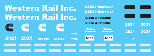 Western Rail Inc Cummins GP38CC Locomotive Decals