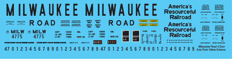 Milwaukee Road 4 Door Auto Parts Yellow