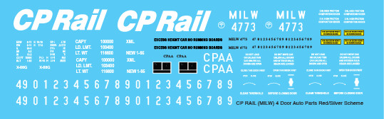 Canadian Pacific (MILW) 4 Door Auto Parts Box Car Red