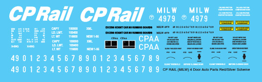 Canadian Pacific (MILW) 4 Door Auto Parts Box Car Red/Sliver