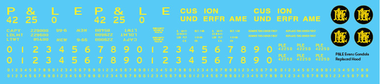 Pittsburgh Lake Erie Evans Gondola Black Scheme Decals