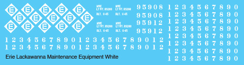 Erie Lackawanna Maintenance Equipment White Decals