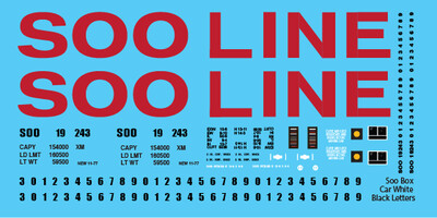 Soo Box Car White Red Letters Decals